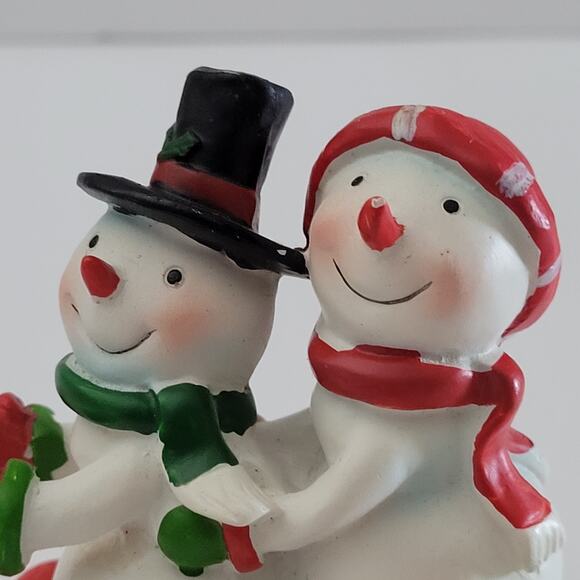Festive Snowman Figurine on Sled with Gift Decoration 3.5x3 inches - Picture 5 of 13